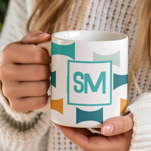 Mug Motif géométrique Monogramme rétro du milieu du si