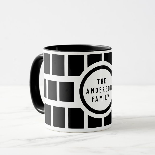 Mug Motif géométrique Musique moderne noir et blanc (Devant gauche)