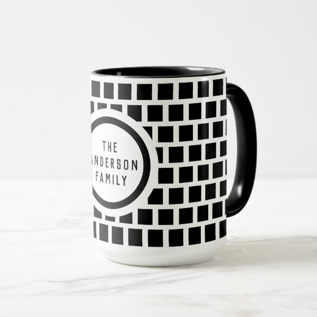 Mug Motif géométrique Musique moderne noir et blanc (Devant droit)
