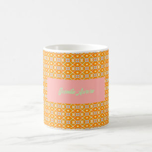 Mug Motif géométrique pixel en pastel sur orange vibra