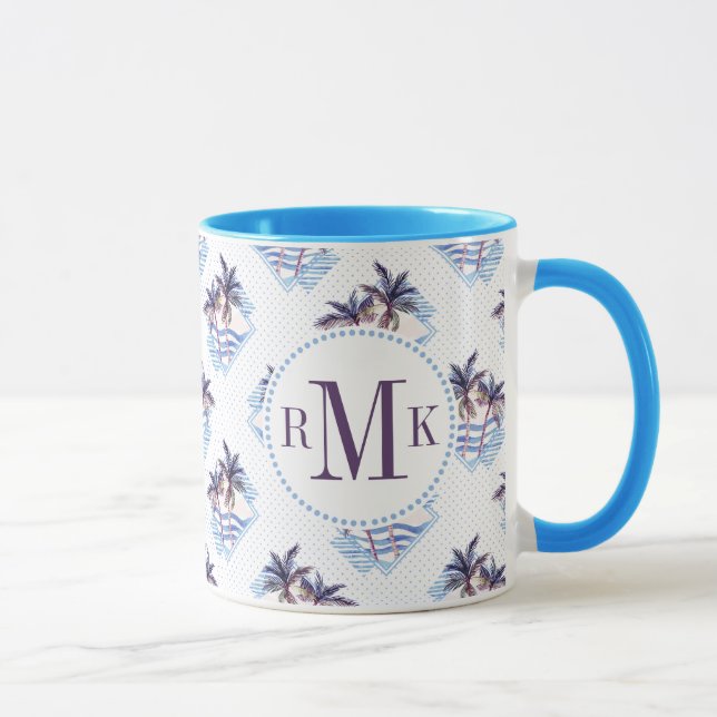 Mug Motif géométrique pourpre de palmier d'aquarelle (Droite)