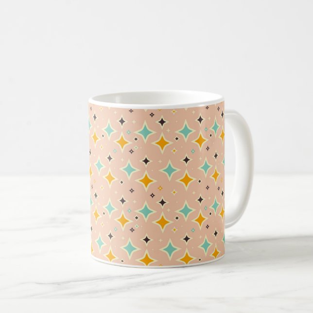 Mug Motif géométrique rétro avec sarcelle, orange, noi (Devant droit)