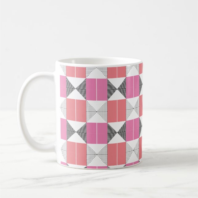 Mug Motif géométrique rose et noir élégant (Gauche)