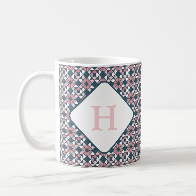 Mug Motif géométrique rose et Turquoise (Gauche)