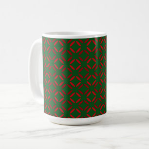Mug Motif géométrique rouge et vert de Noël.