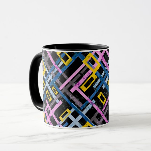 Mug Motif géométrique sans couture couleurs vives rect (Devant gauche)