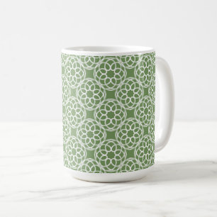 Mug Motif géométrique sans couture vert sauge blanc