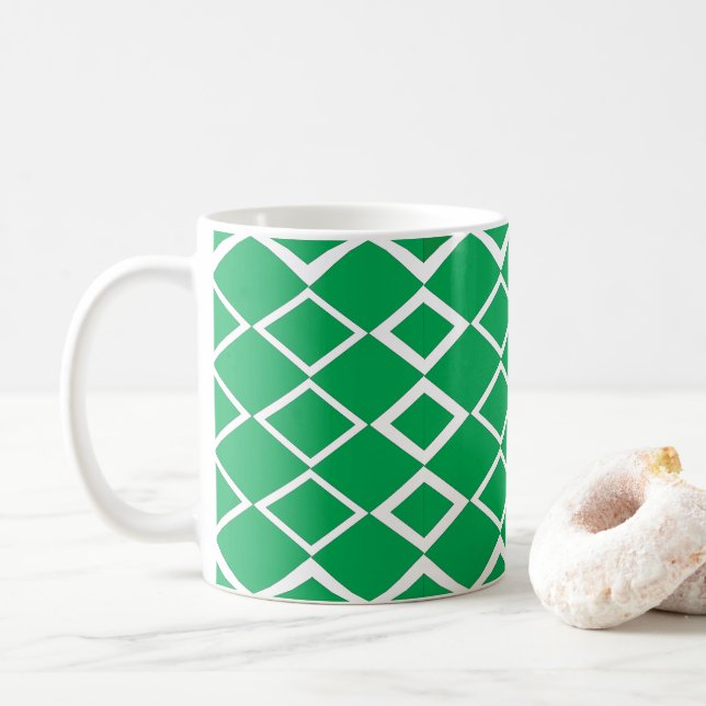 Mug Motif géométrique Triangle Diamant Vert   (Avec donut)