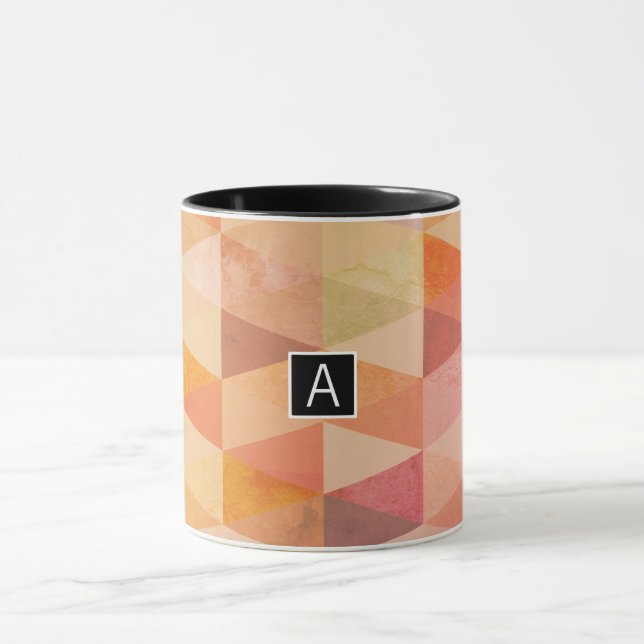 Mug Motif géométrique Triangle souple | Monogramme (Centre)