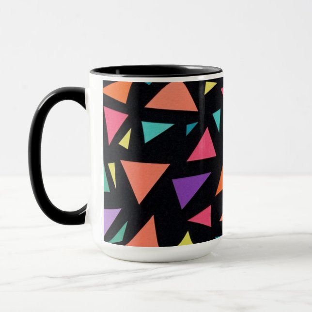 Mug Motif géométrique triangulaire multicolore (Gauche)
