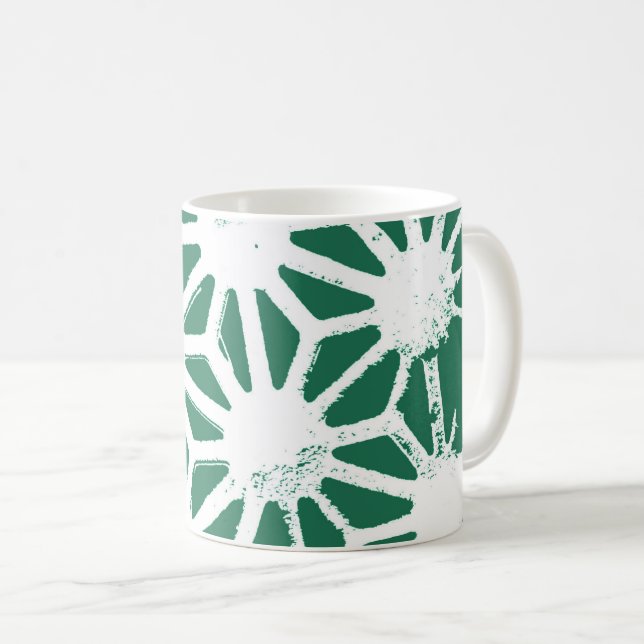 Mug Motif géométrique vert et blanc (Devant droit)