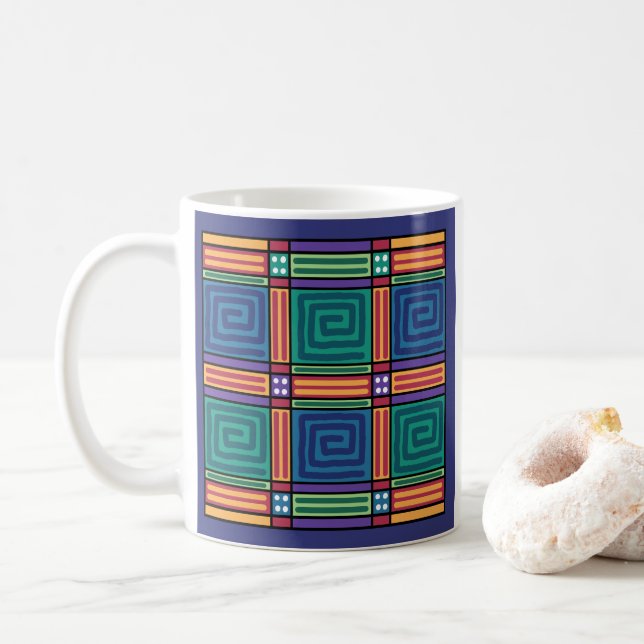 Mug Motif géométrique vibrant (Avec donut)