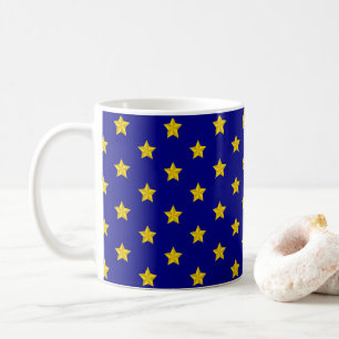 Mug Motif Gold Stars, Bleu Marine, Exclusive