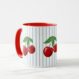 Mug Motif graphique des cerises rouges sur les bandes 