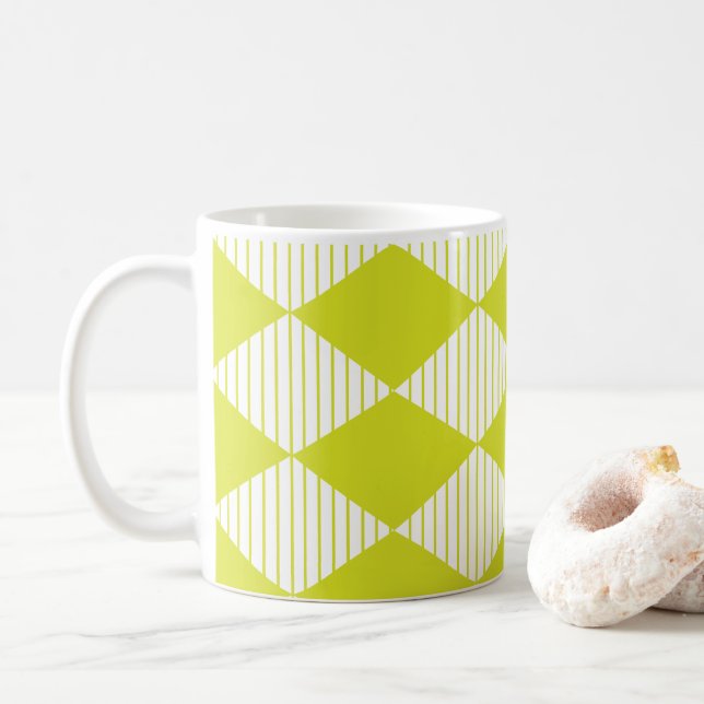 Mug Motif Green Diamond Stripes (Avec donut)