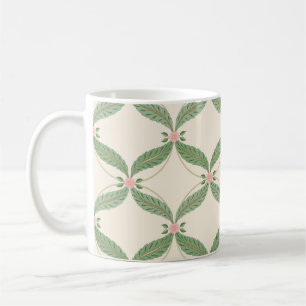 Mug Motif Grille Fleurs Feuilles simples