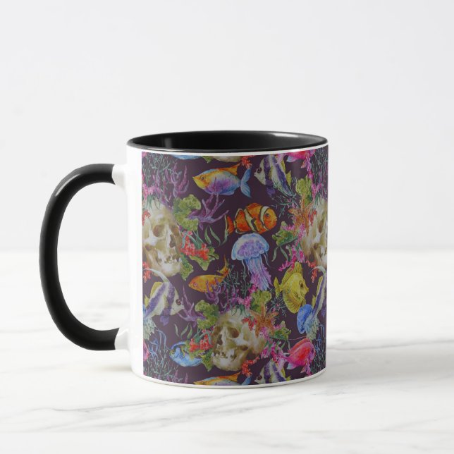 Mug Motif grunge de vie marine (Gauche)