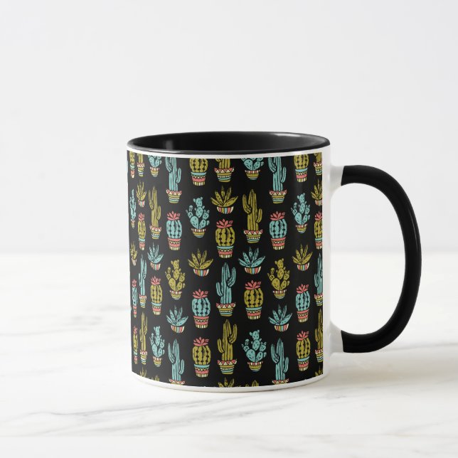 Mug Motif grunge foncé de cactus (Droite)