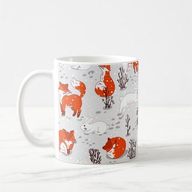 Mug Motif hivernal sans soudure avec de mignons renard (Gauche)