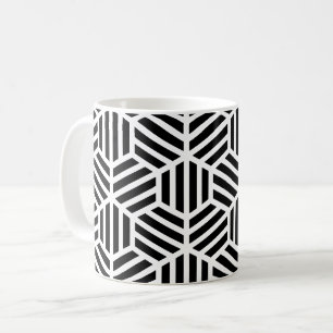 Mug Motif Honeycomb Hexagon noir blanc