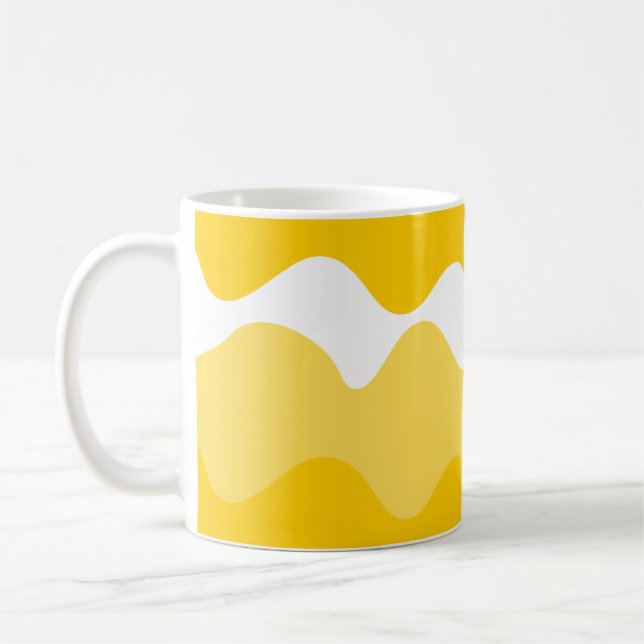 Mug Motif horizontal jaune et blanc ondulé (Gauche)