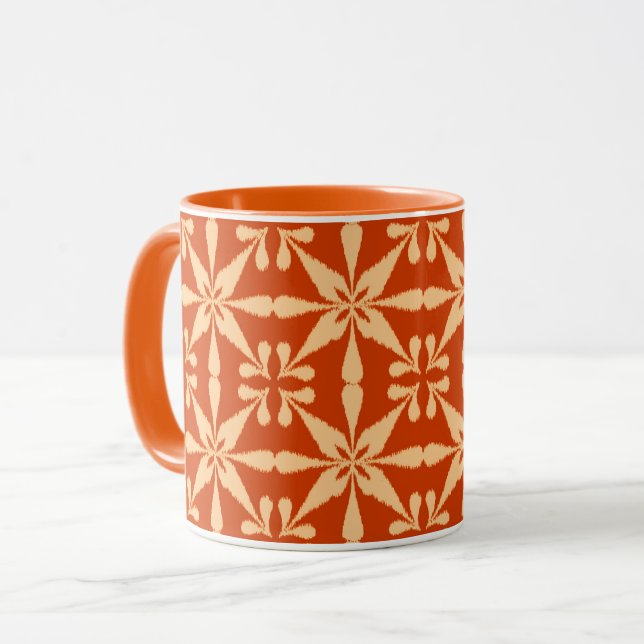 Mug Motif Ikat Star - Mandarin Orange (Devant gauche)