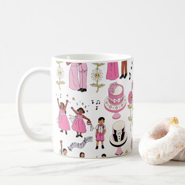 Mug Motif illustratif de célébration de mariage ludiqu (Avec donut)
