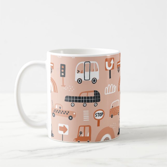 Mug Motif impeccable avec des voitures de jouets. Cart (Gauche)