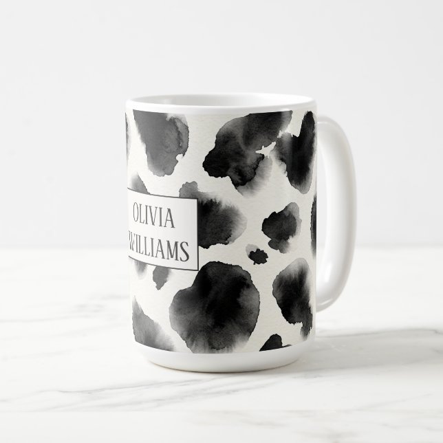 Mug Motif imprimé vache noir et blanc (Devant droit)
