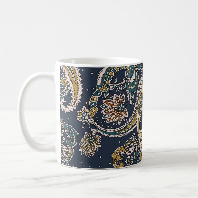 Mug Motif indien traditionnel Paisley sur fond de terr (Gauche)