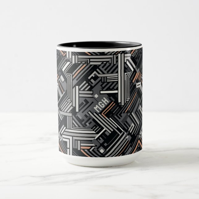 Mug Motif industriel abstrait de monogramme personnali (Centre)