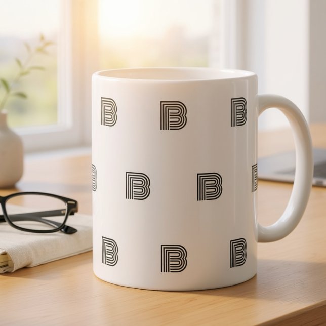 Mug Motif Initial Monogramme Moderne Minimaliste (Créateur téléchargé)
