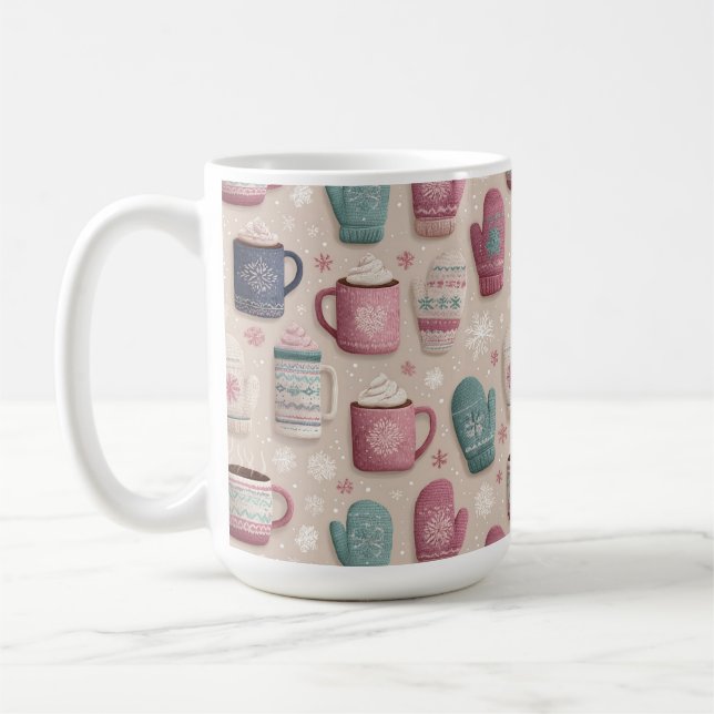 Mug Motif intime hiver sans couture avec Mittens (Gauche)