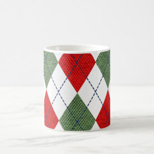 Mug Motif Jacquard élégant personnalisé rouge et vert