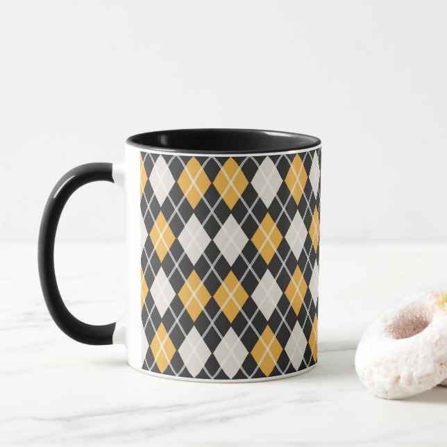 Mug Motif Jacquard sans couture noir et jaune (Avec donut)