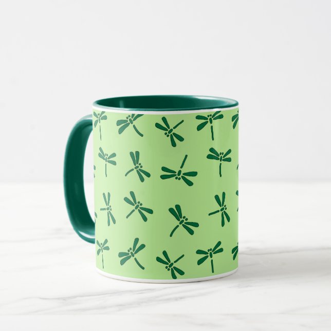 Mug Motif japonais de libellules, Jade vert clair (Devant gauche)