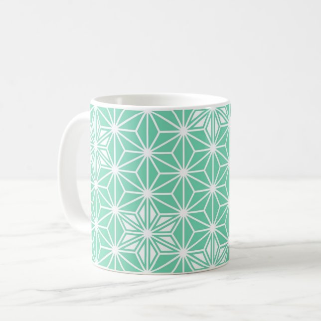 Mug Motif japonais étoile - aqua clair (Devant gauche)