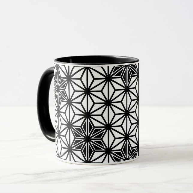 Mug Motif japonais étoile - blanc et noir (Devant gauche)