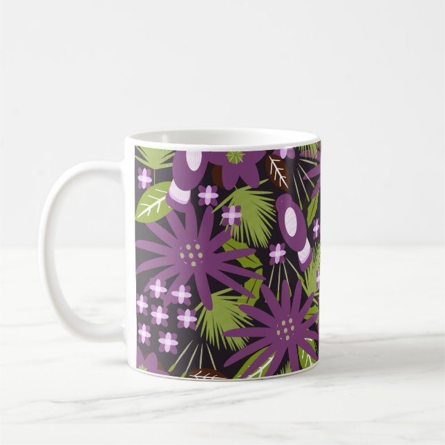 Mug Motif Jungle Bird Purple Verdure Tropical   (Gauche)