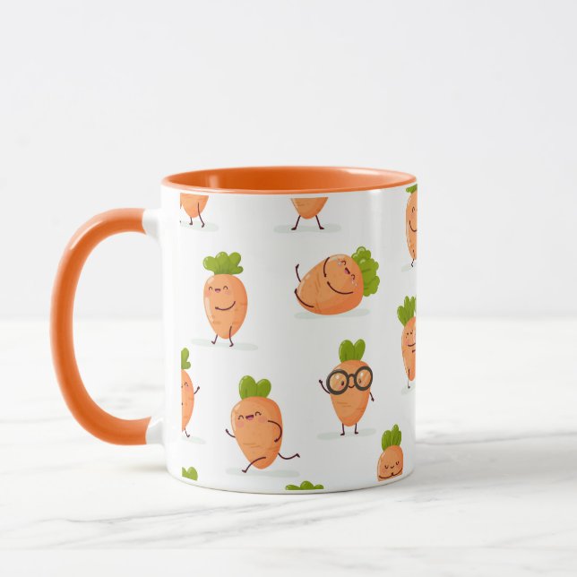 Mug Motif kawaii de carottes amusantes (Gauche)