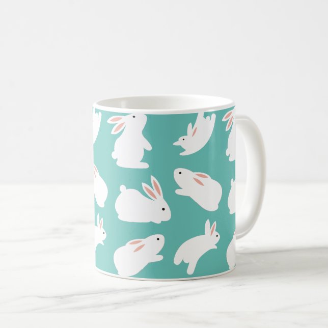 Mug Motif lapin mignon sur Turquoise (Devant droit)