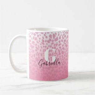 Mug Motif Léopard rose Personnalisé Monogramme & Nom
