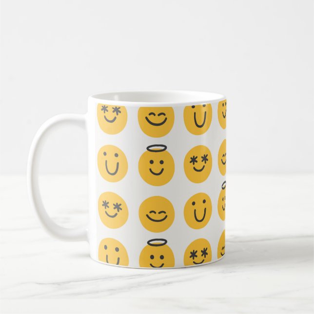 Mug Motif libre main heureux émoji sans couture. e pos (Gauche)