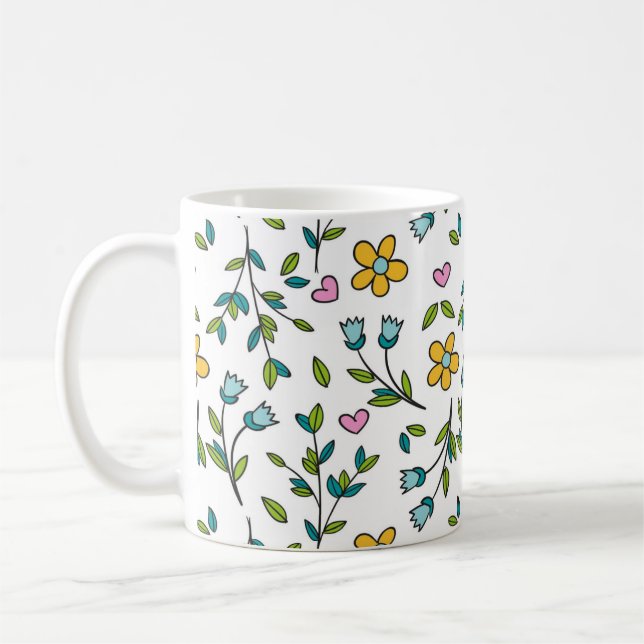 Mug Motif lumineux de fleurs et de cœurs mignons (Gauche)
