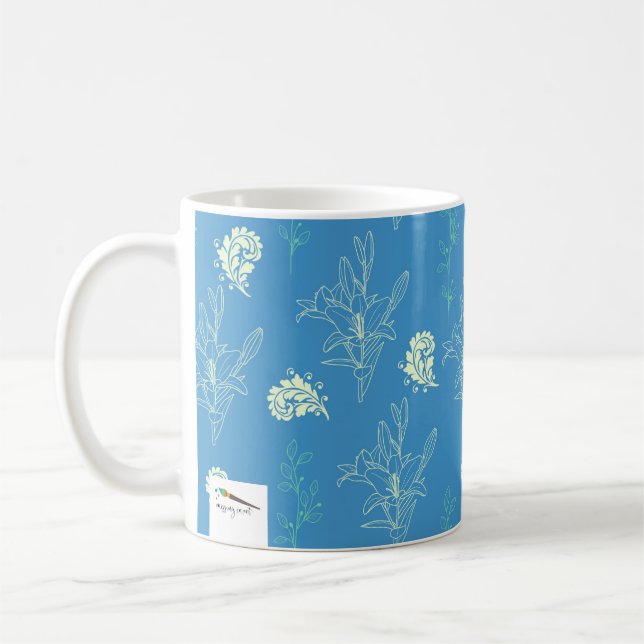 Mug Motif Lys bleus Fleurs (Gauche)