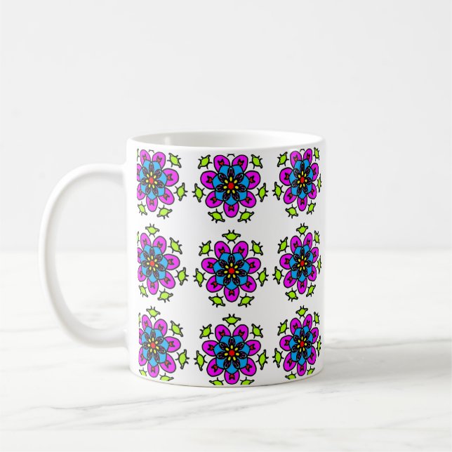 Mug Motif mandala floral sans couture (Gauche)