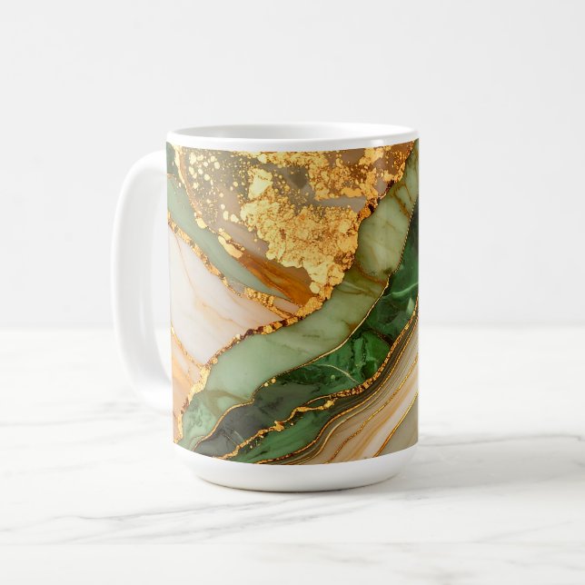 Mug Motif marbre vert et or (Devant gauche)