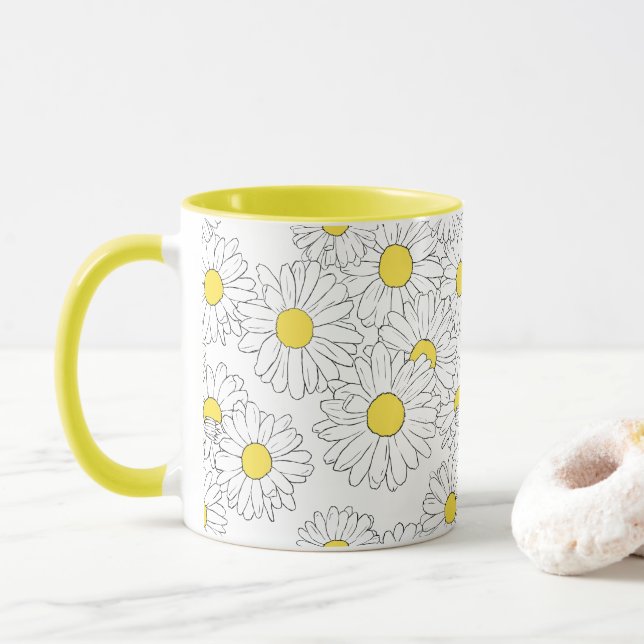 Mug Motif marguerite jaune moderne Pastel printemps (Avec donut)