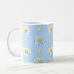 Mug Motif marguerrier sur arrière - plan bleu clair