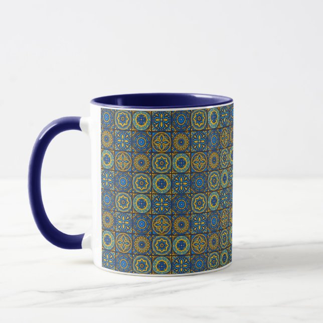Mug Motif marocain bleu et blanc élégant (Gauche)